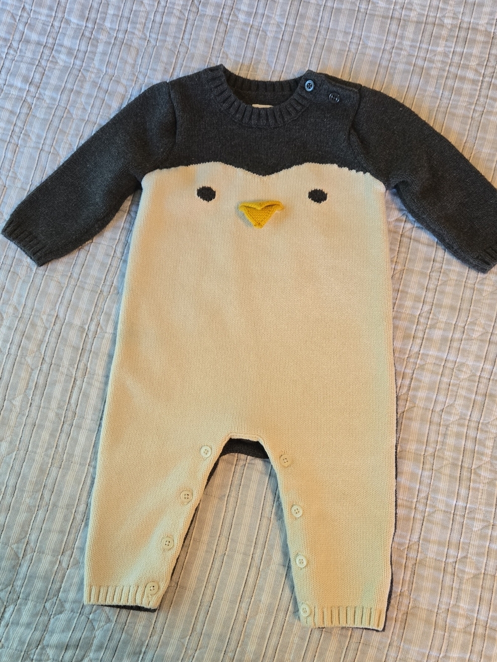 GAP Cream and Charcoal Penguin Knit One-Piece